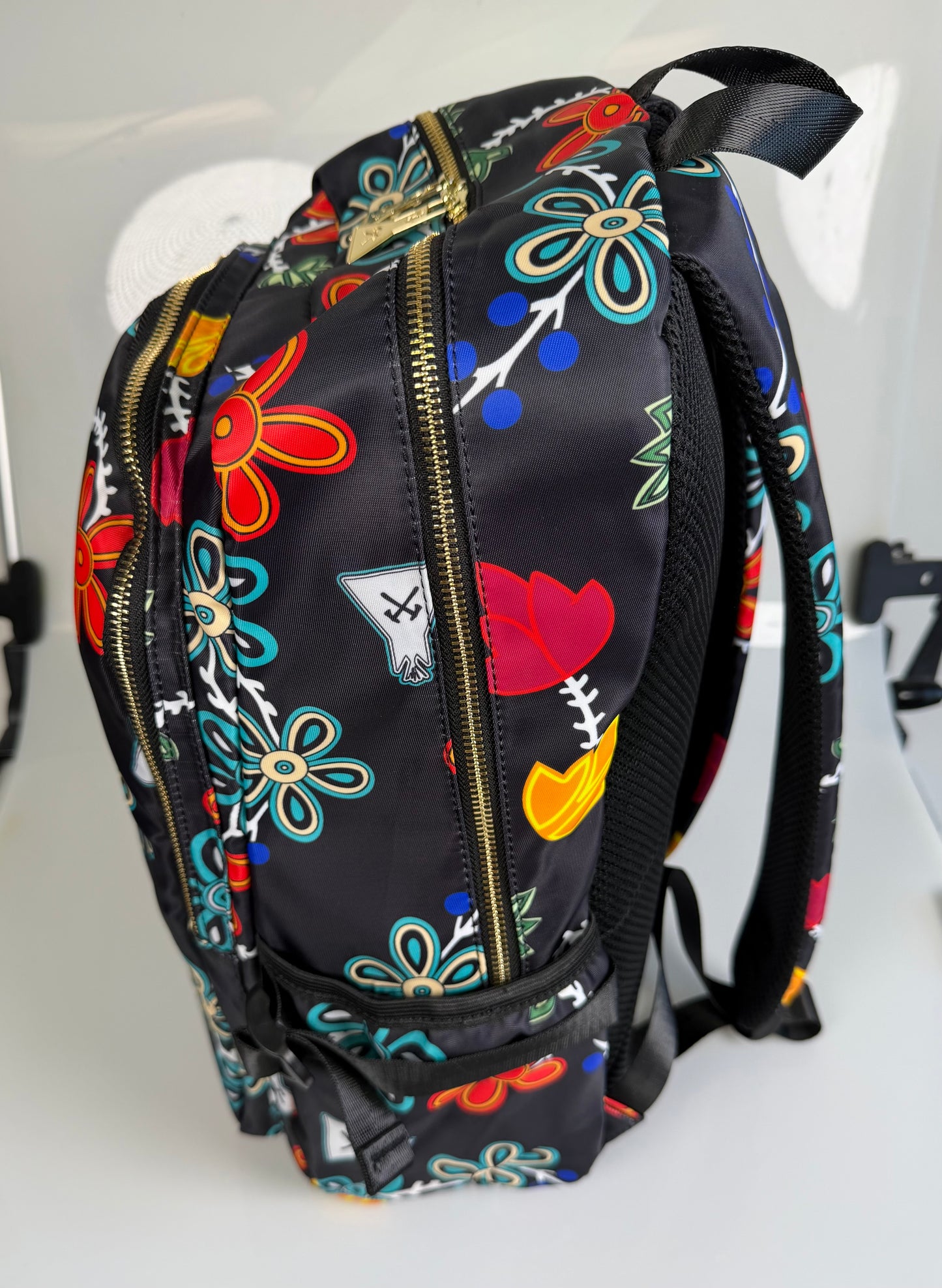 Black Floral Backpack