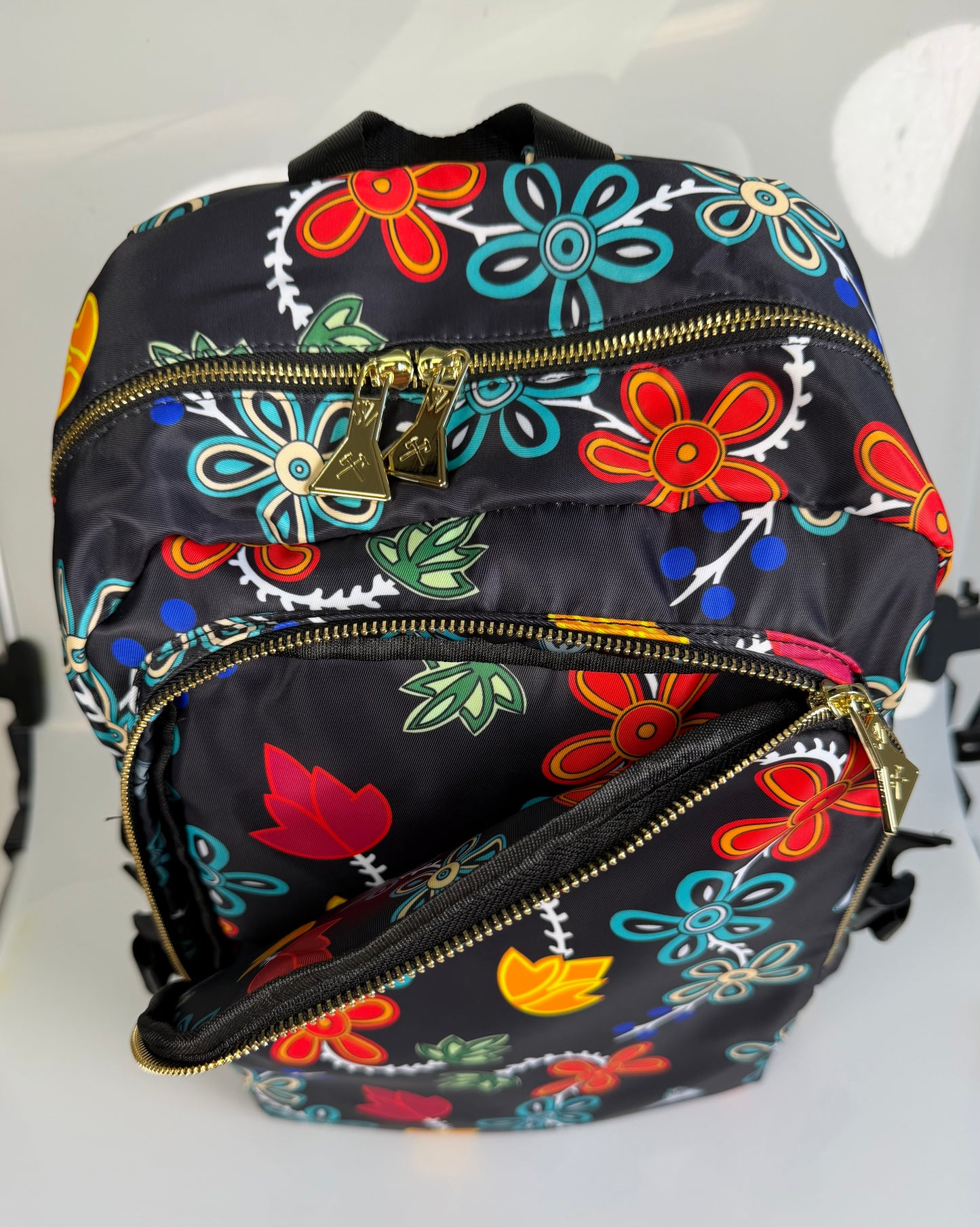 Black Floral Backpack
