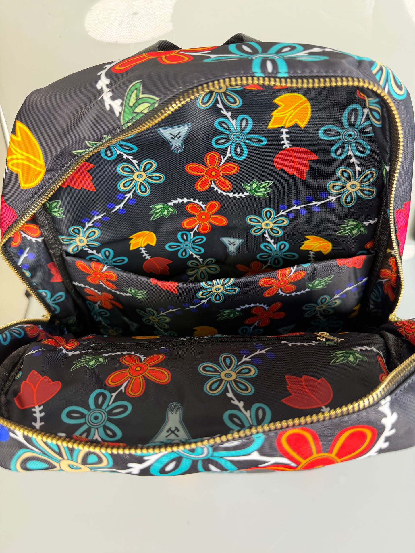 Black Floral Backpack